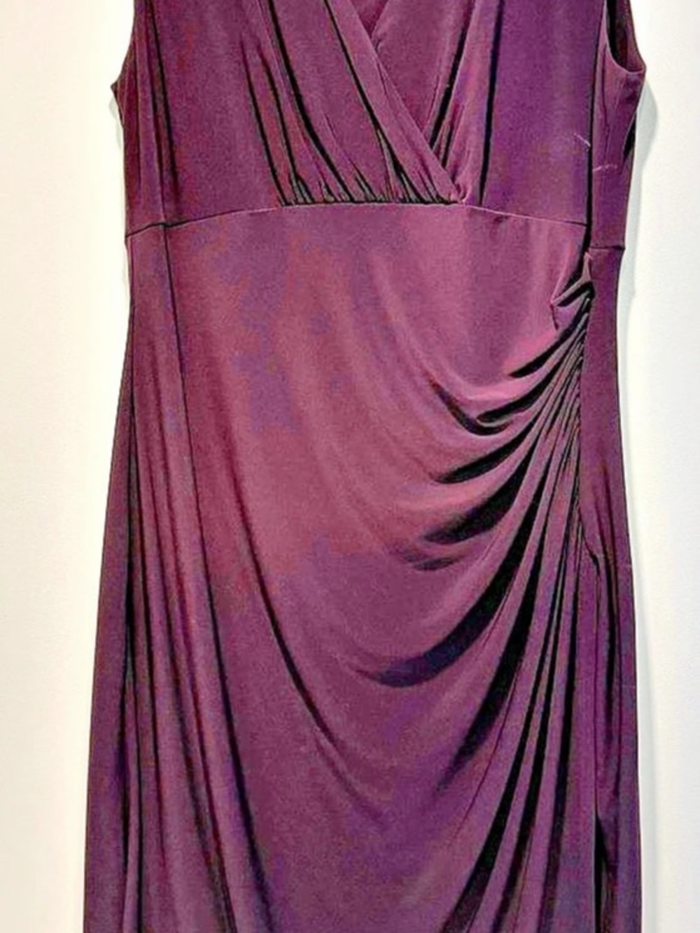 Lauren Ralph Lauren Sleeveless Faux-Wrap Jersey Midi Dress Midi Dress Purple